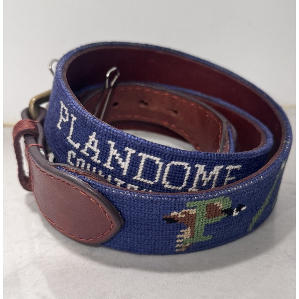Smathers Branson Plandome Country Club Brass Buckle Leather Golf Belt  36